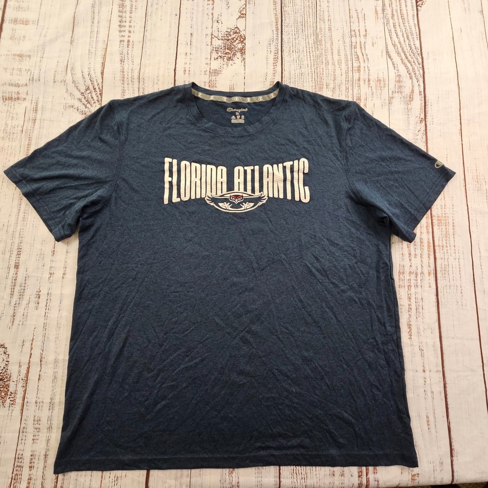Florida Atlantic Owls Champion‎ Blue Short Sleeve Polyester T-Shirt Men's XL